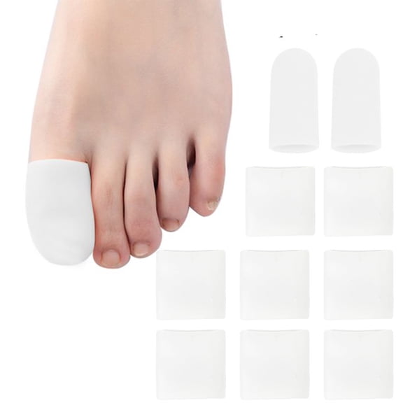 10 Pieces - Big Toe Guards for Protection of Ingrown Toenails, Corns, Calluses, Blisters (White)