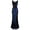 Blue, variant on Angel-fashions Women's Sheer Gold Sequined Black Splicing Evening Dress Round Neck Vintage Wedding Party Guest Gown Size 12