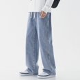 thumbnail image 2 of Pantalones vaqueros holgados para hombre, ropa de calle Harajuku, informal, de pierna ancha, sencilla, japonesa, novedad, 2 of 5