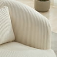 thumbnail image 6 of 34.25" Wide Upholstered Corduroy 360° Swivel Barrel Chair with Pillow, Circular Soft Accent Armchair for Living Room Bedroom Office Lounge, Ivory, 6 of 8