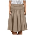 thumbnail image 2 of Wojeull Simlu Skirts For Women Regular And Plus Size Skirt With Pockets Below The Knee Length Ruched Flowy Midi Skirt, 2 of 6