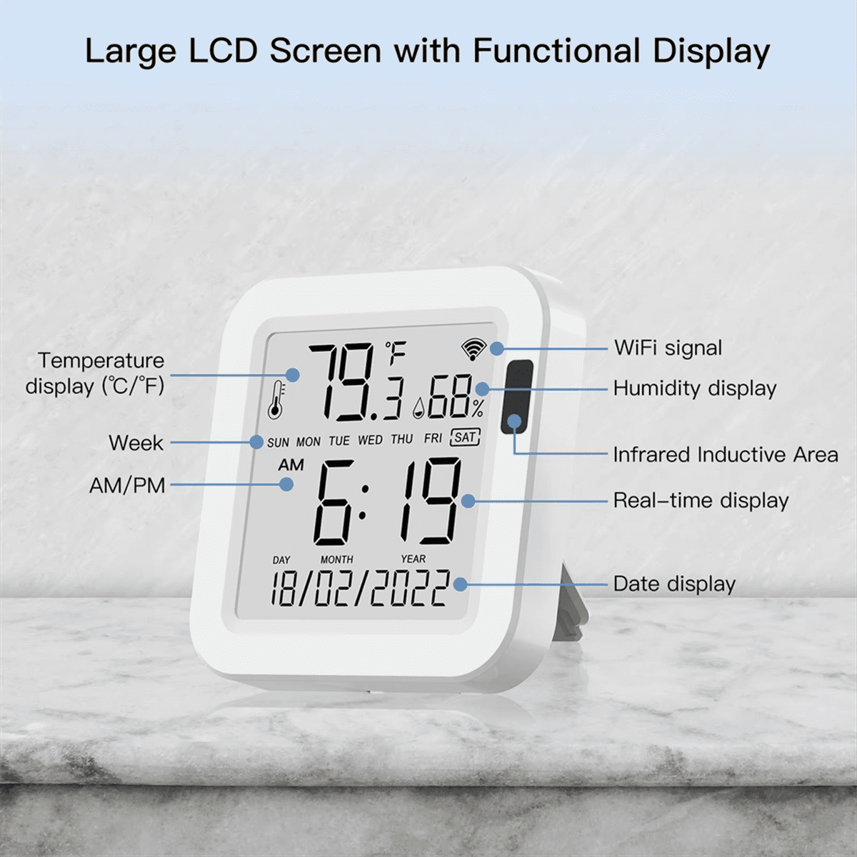HOT Temperature & Humidity Sensor LCD Screen Infrared Sensing Backlight Smart Tuya APP Remote Voice