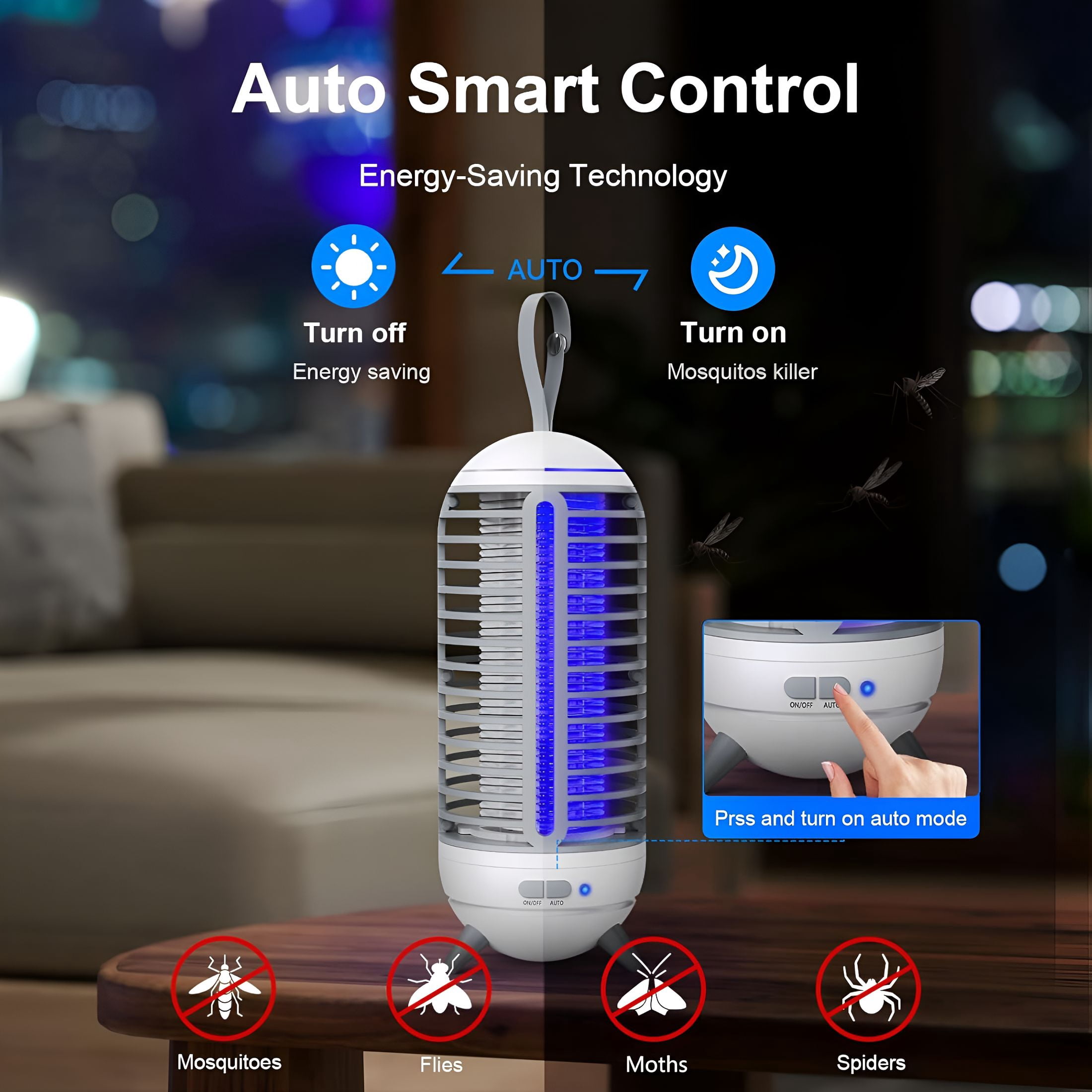 GJX Bug Zapper Outdoor Rechargeable 2 in 1 Wireless Mosquito Killer Lamp 2500mAh Electric Trap Ideal Bug Zapper Indoor for Patio, Home, Backyard, Yard, Garden, Campsite (White)