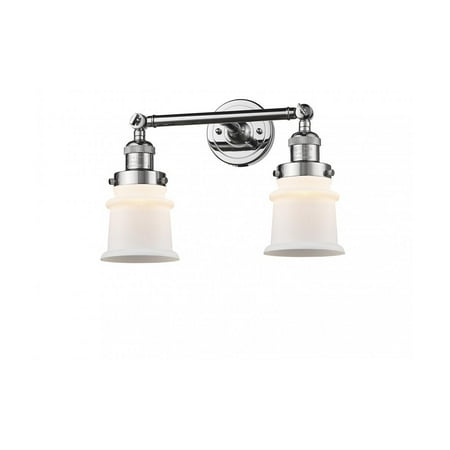 

Polished Chrome Tone Bathroom Vanity 17 Wide Matte White Glass Steel/Cast Brass Medium Base LED 2 Light Fixture