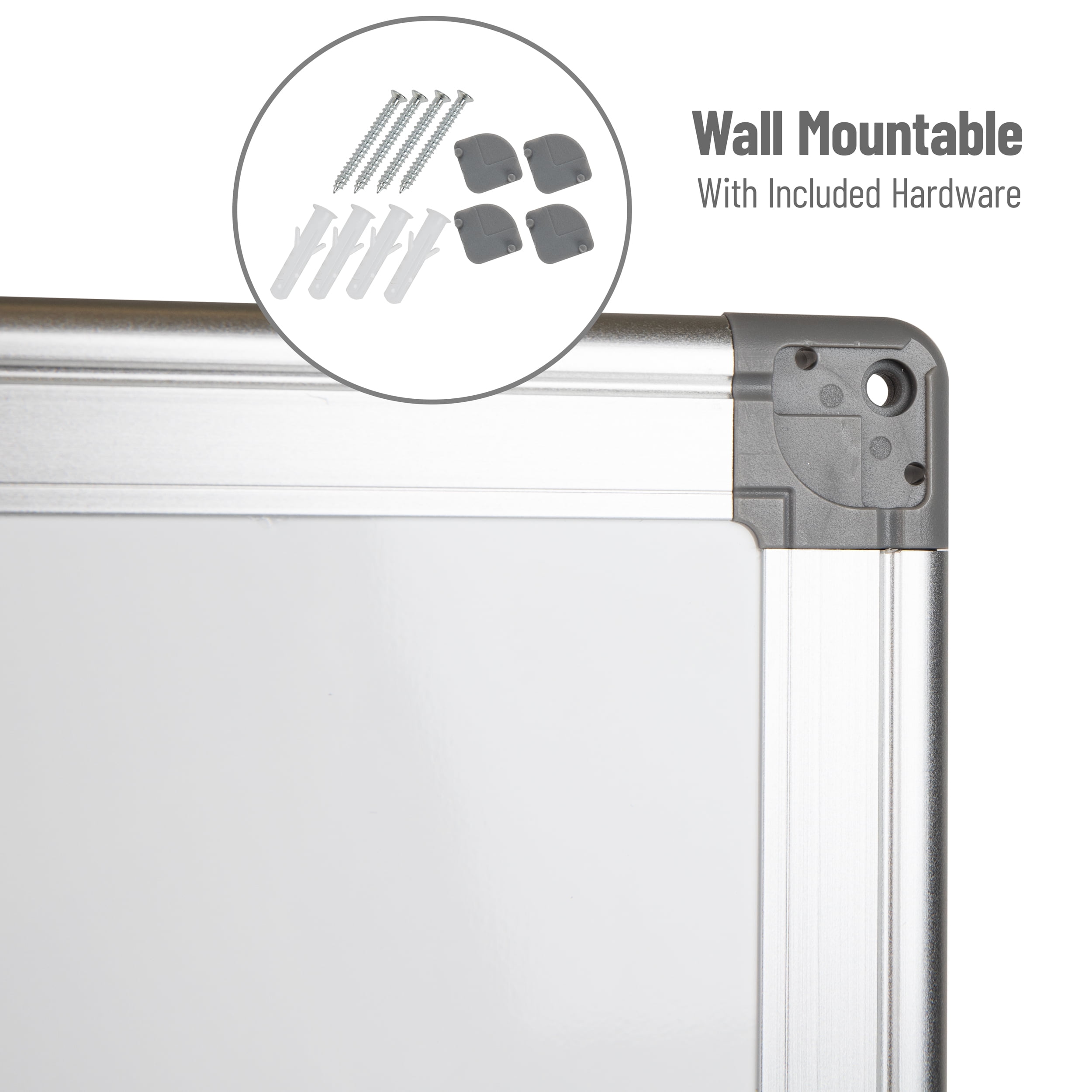 Mind Reader Dry Erase Magnetic White Board, Wall Mount, Eraser Marker Shelf,  47.75"L x 36"W, White