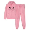 thumbnail image 2 of ibuvkizy Fall Sets Women 2 Piece Outfits Clearance!Outfits Men's and Women's Sports Tracksuits Long Sleeve Pullover Hoodies Sweatshirt Loose Coat and Sweatpants Fall Winter Suit Pink,L, 2 of 7