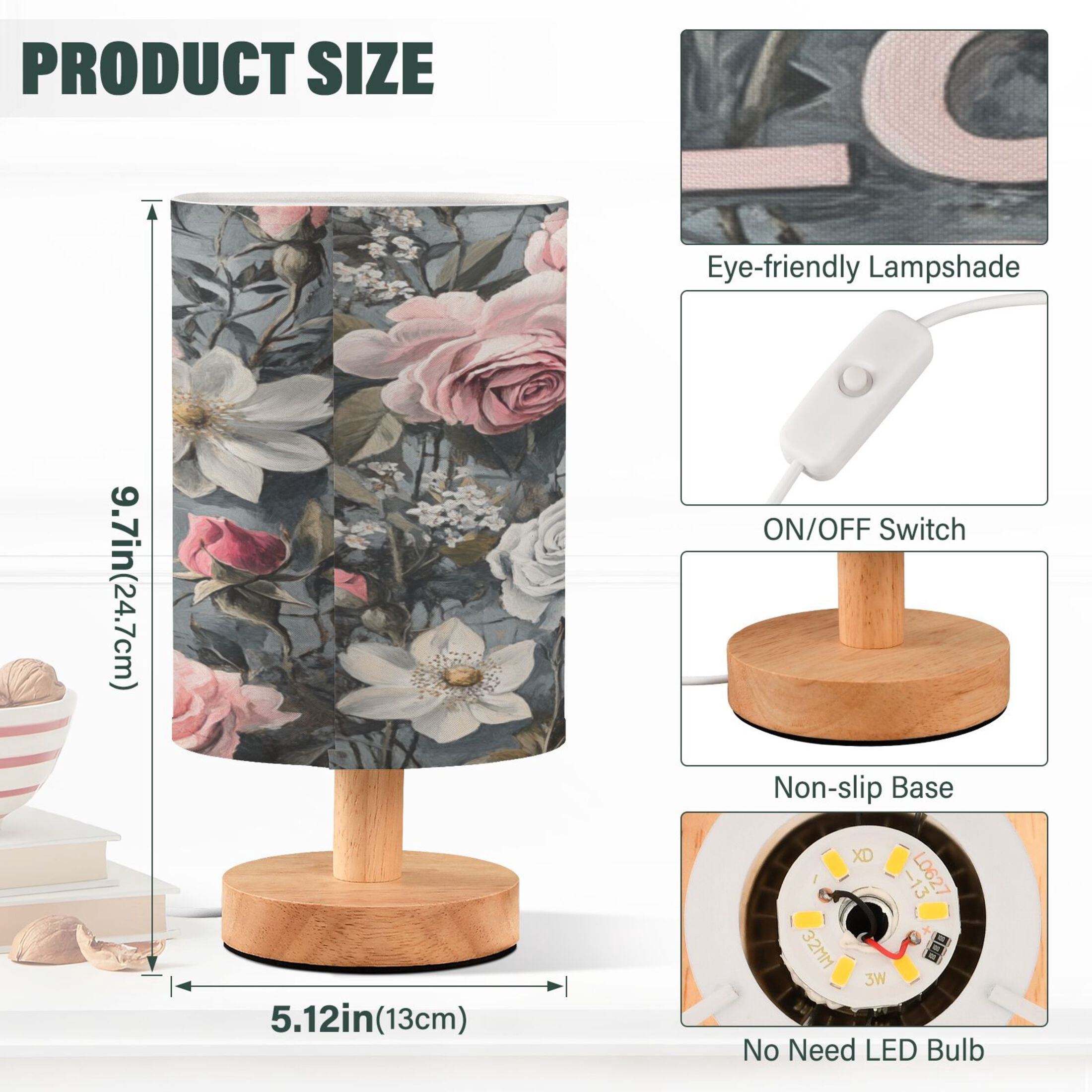BZSMCE Lamp Modern Oil Roses Painting Creative Patter Night Light