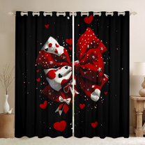 Castle Fairy Kawaii Ribbon Bow Blackout Curtains Set of 2 (52x84 Each) for Teens Boys Girls,Love Heart Print Window Curtains,Happy Valentine's Day Curtains and Drapes,Luxury Bedroom Decor