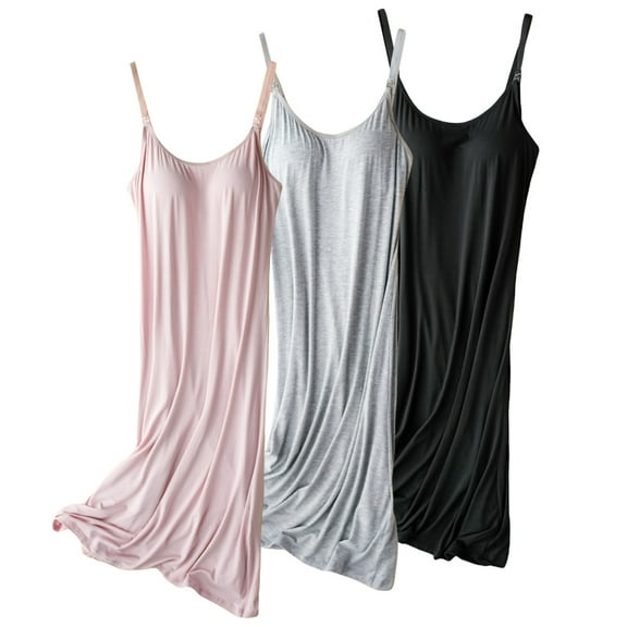 Pretty Comy Maternity Nursing Nightgown for Pregnant Women Breastfeeding Night Dress 3 Pack