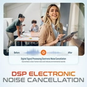 Ultralight Bluetooth Headset with Noise Cancelling Microphone, Bluetooth Earpiece with Charging Case, Auto Pair USB Dongle for PC/Laptop, Compatible with MS Teams, Zoom, Google Meet, and More - Black