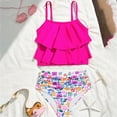 thumbnail image 2 of NOLDARES Girls Swimsuit Two Piece Cute Floral Print Kids Swimwear Comfortable Stretch Fabric for Beach Holiday(Hot Pink,8-9 Years), 2 of 5