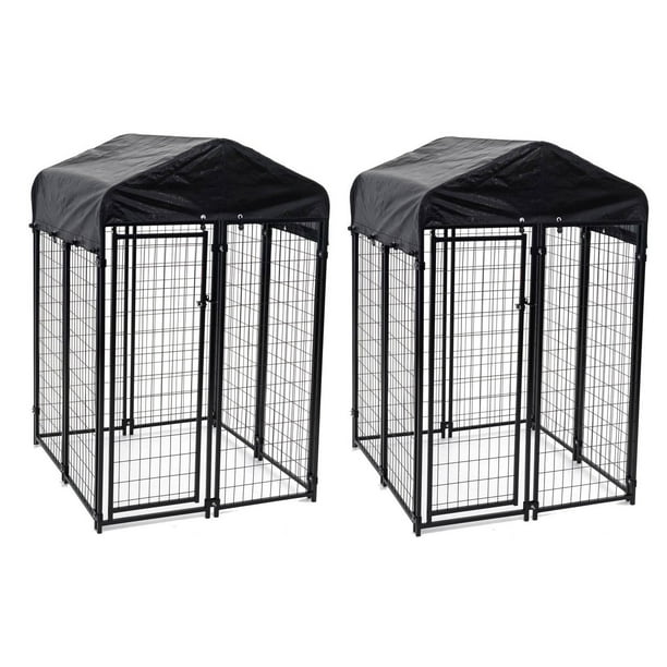 Lucky Dog Uptown Welded Wire Outdoor Dog Kennel with Cover, 4'L x 4'W x