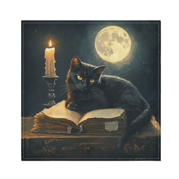 WOBOGO Black Cat Golden Pupil Cloth Napkins 1 Piece Soft Elegant Touch Durable Absorbent Quick Drying for Elegant Dining