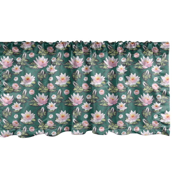 Ambesonne Leaves Valance Pack of 2, Petals on the Water, 54"X18", Laural Green Multicolor