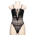 thumbnail image 2 of Encantador Body de encaje para mujer Ropa interior de malla con vendaje en V profundo, Negro, M Inevent XX000221-04, 2 of 7