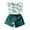 Green, variant on JikouIivo Baby Toddler Girls Summer Outfits 2-7 Years Kids Flower Print T-Shirt Sleeveless Top Belt Shorts Pants Set