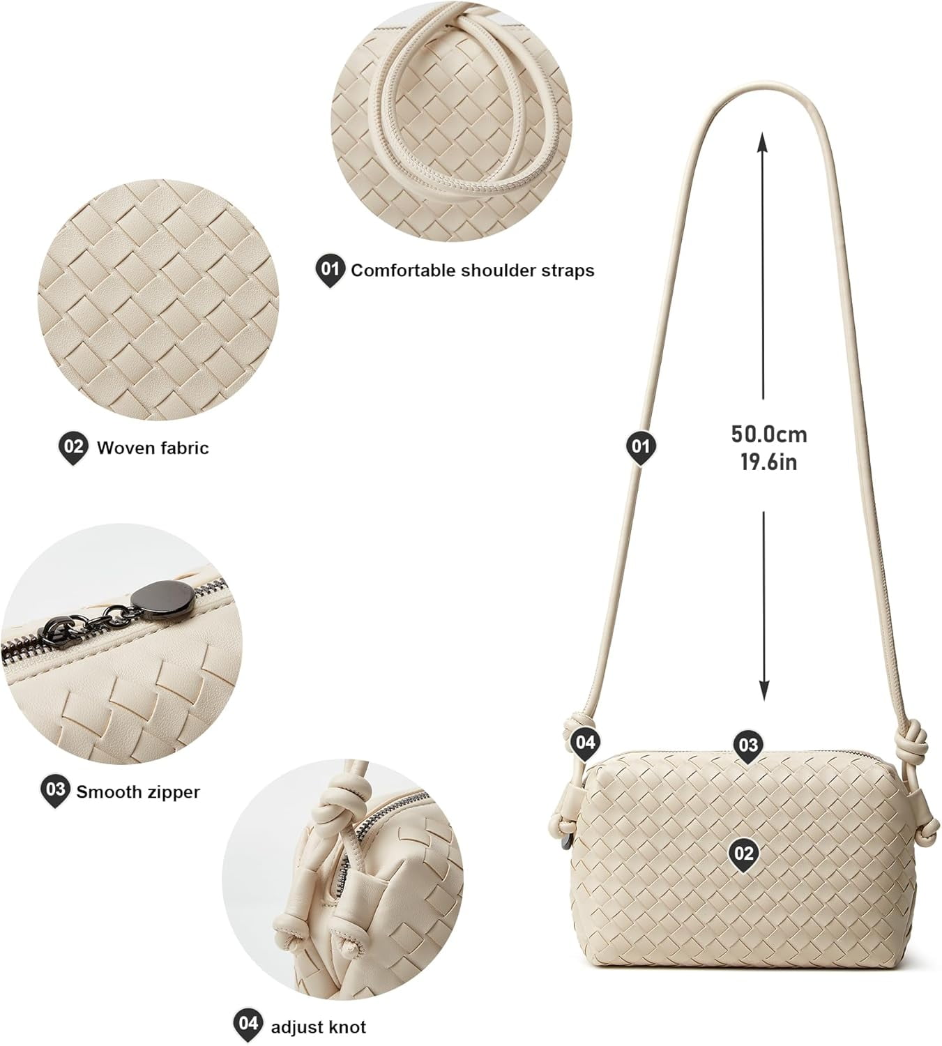 Woven Crossbody Bags for Women: Vegan Leather Handbag - Handwoven Small Purse - Trendy Shoulder Bag