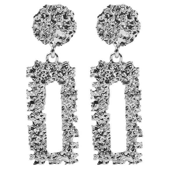 BRIGHTFUFU Pendientes rectangulares geométricos para mujer, aretes colgantes con textura gruesa, joyería llamativa de moda para fiestas de verano, bodas, elegancia