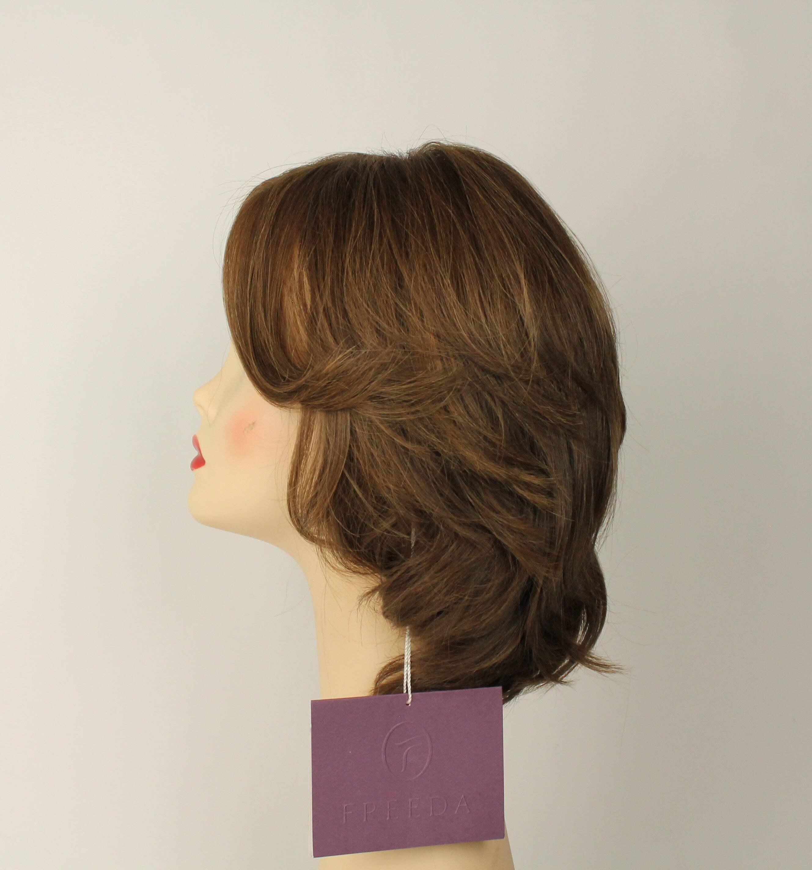 European Human Hair Freeda Wig Olivia 2000 Multi-Directional Skin Top Light Brown With Highlights Size M