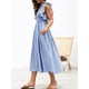 thumbnail image 2 of Vestido de verano Miessial 2025 casual de lino a rayas azul para mujer, 2 of 6