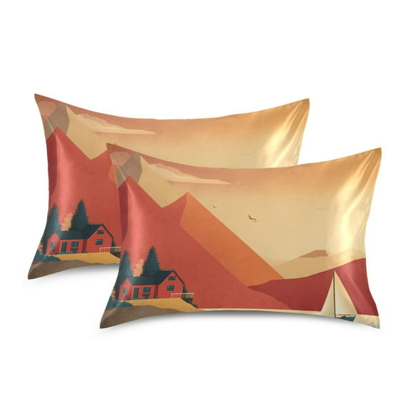 Silky Satin Standard Pillowcases For Hair And Skin Landscape with A Sailboat