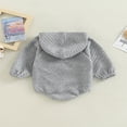thumbnail image 4 of Baby Fall Winter Hooded Romper  Casual Long Sleeve Solid Color Front Pocket Bodysuit, 4 of 8