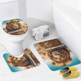thumbnail image 4 of 4PCS Retro Lion Bathroom Set with Rugs and Toilet Lid Cover Modern Desert Wildlife Walking Waterproof Shower Curtain Set for Bathroom Decor, Style-4, 4 of 8