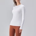 thumbnail image 6 of HUKOEMPN T Shirts for Women Long Sleeve Undershirts Tops Round Neck Slim Fit Baselayer Soft Thermal Underwear Light Thermal Long Sleeve Women White, 6 of 7