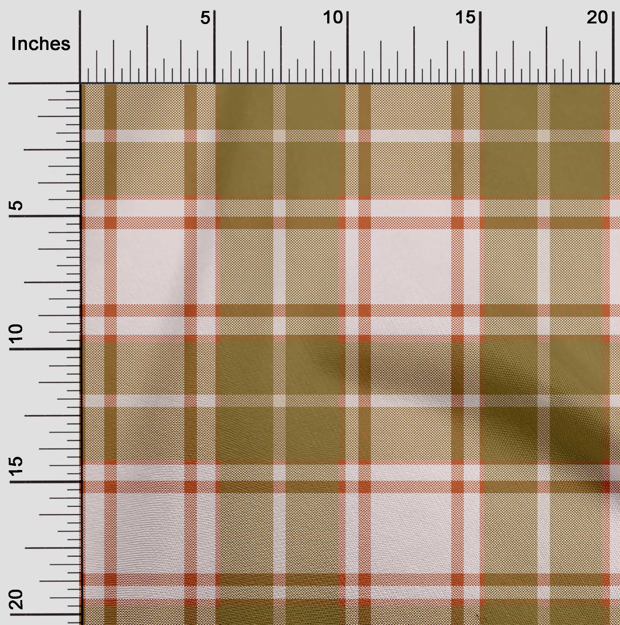 oneOone Cotton Silk Olive Green Fabric Check Plaid Sewing Material Print Fabric By The Yard 42 Inch Wide