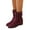 Wine, variant on Womens Mid Calf Boots Soft Suede Slouchy Flat Low Heel Under Knee High Dress Booties