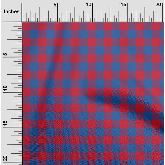 oneOone Cotton Jersey Blue Fabric Gingham Check Diy Clothing Quilting Fabric Print Fabric By Yard 58 Inches Wide