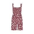 thumbnail image 6 of Summer One Piece Rompers for Women Sleeveless Boho Shorts Romper Womens Retro Floral Smocked Casual Jumpsuit, Pink, L, 6 of 7