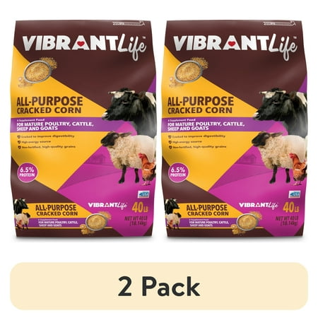 (2 pack) Vibrant Life All-Purpose Cracked Corn Animal Feed, 40 lb