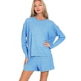 thumbnail image 2 of Zenana Soft Melange Long Sleeve Tee and Shorts Set, 2 of 3