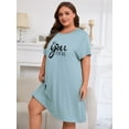 thumbnail image 3 of FEREMO Plus Size Nightgowns for Women Short Sleeve Sleepshirt Knee Length Sleepwear with Pockets, 3 of 6