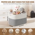 thumbnail image 2 of Large Blanket Basket, 22"x12"x17"(75L) Rectangle Woven Baskets for Storage, Cotton Rope Basket for Living Room, Toy Basket with Handle, Basket for Organizing(White & Gray), 2 of 7