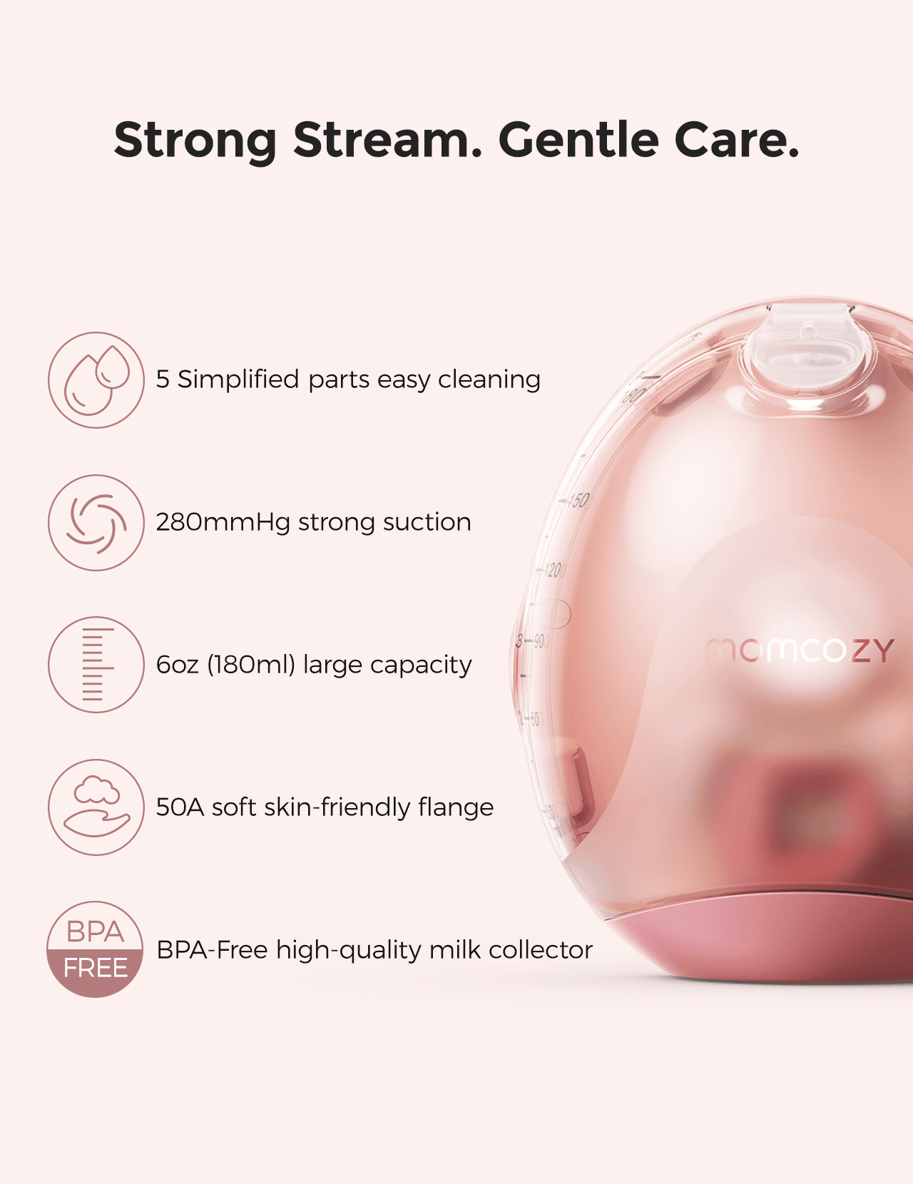 Momcozy Air 1 Hands-Free Wearable Breast Pump with Wireless Charging Case, App Control, Auto Mode, Full-Milk Alert & Transparent Top for Easy Nipple Alignment, Ultra-Slim Portable Design