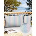 thumbnail image 2 of Pack of 2 Outdoor Pillow Covers, White Pink and Light Blue Simple Line Colored Block Waterproof Square Throw Pillowcase Cushion Decorative Pillow Covers for Couch Patio Tent, 20x12 in, 2 of 6