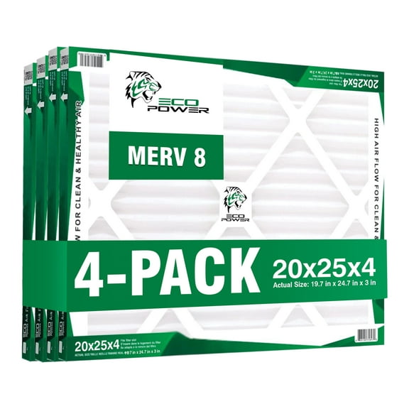 20x25x4 Air Filter MERV 8 (4-Pack) - Pleated Air Conditioner HVAC AC Furnace Air Filters Replacement (20x25x4 4-Pack)