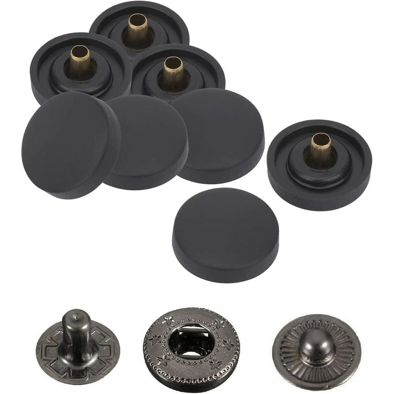 Trimming Shop 15mm S Spring Press Studs Snap Fasteners Plastic Cap with  Gunmetal Black Metal Back Snap Buttons - Black, 50pcs
