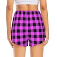 thumbnail image 3 of Picia Purple Black Buffalo Plaid Pattern Women's 2 in 1 Athletic Running Shorts High Waisted Workout Casual Gym Sweat Shorts with Comfy Liner Zipper Pockets-Large, 3 of 9