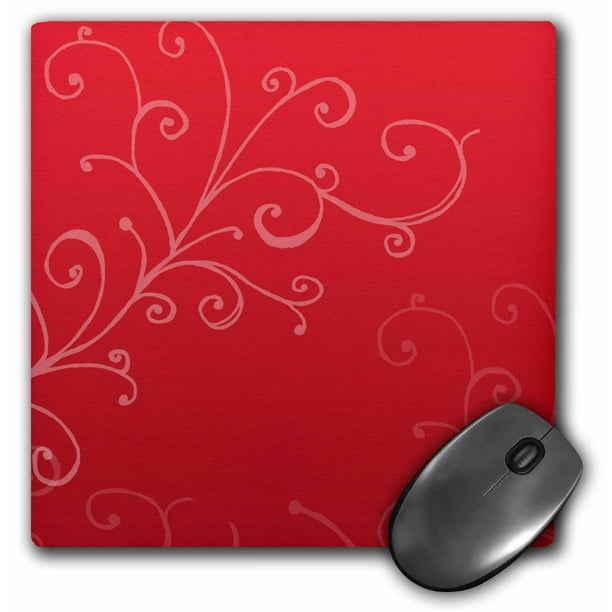 3dRose Stylish Swirl Red, Mouse Pad, 8 by 8 inches