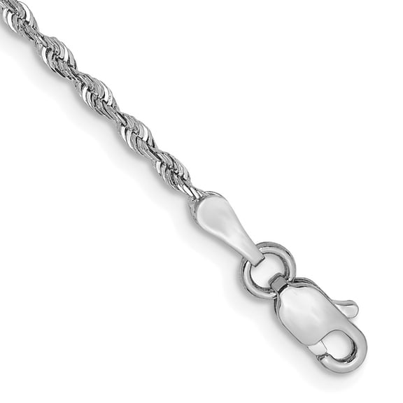 Diamond2Deal 10K White Gold 1.85mm Quadruple Rope Chain Bracelet 8 inch for Women