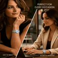 thumbnail image 4 of Ellen Tracy Women’s Silver Mesh Bracelet Watch – Round  Sky Blue Sunray Dial, Crystal Bezel, Quartz Dress Fashion Watch for Women, 4 of 7