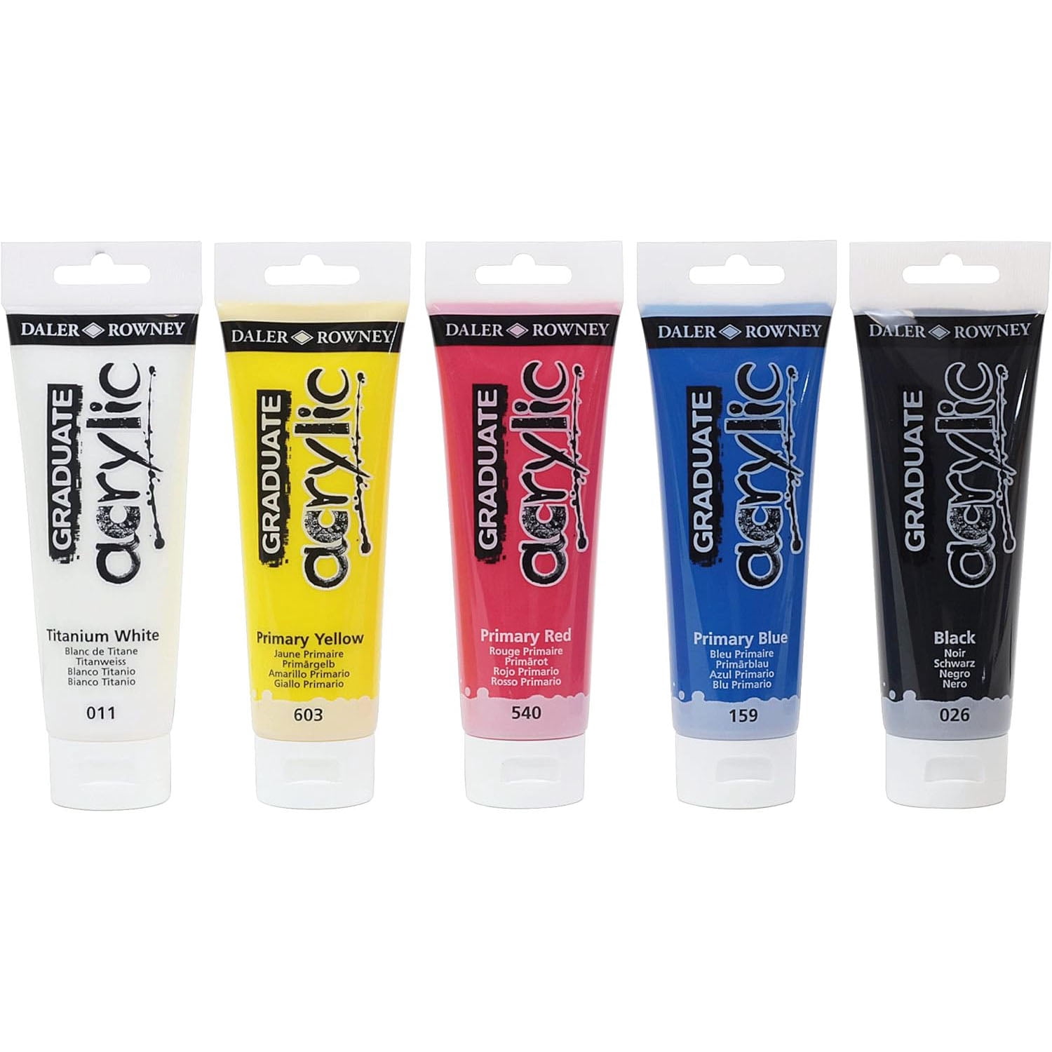 Daler-Rowney Graduate Acrylic Paint Starter Set, Assorted Colors, 120ml, 5 Pieces