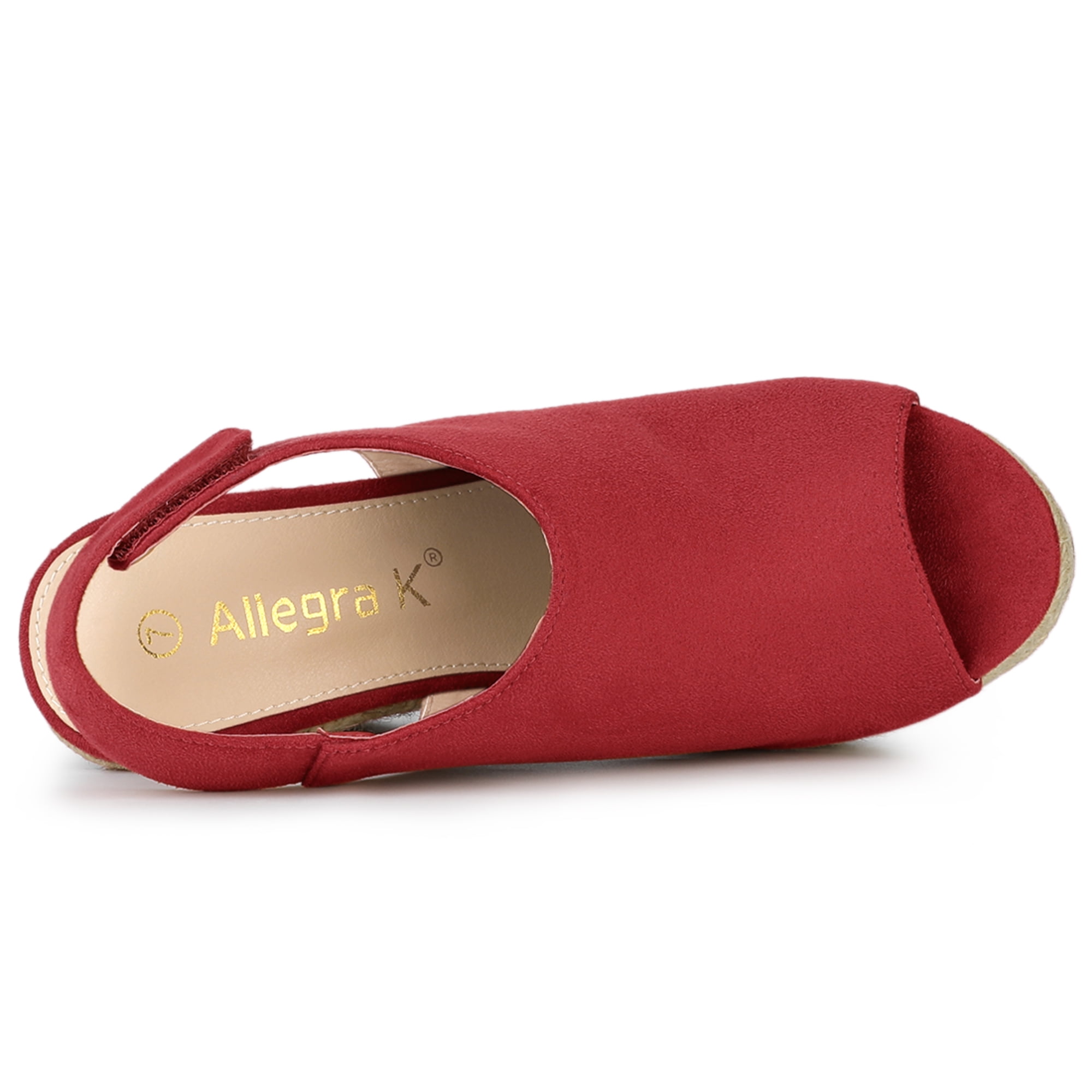 DARING DIVA Slingback Platform Wedges Heel Espadrille Wedge Sandals Red 7
