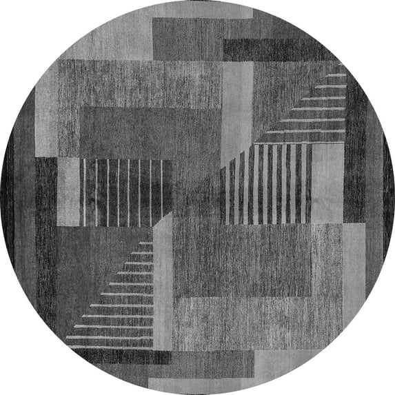 Ahgly Company Indoor Round Oriental Gray Modern Area Rugs, 3' Round