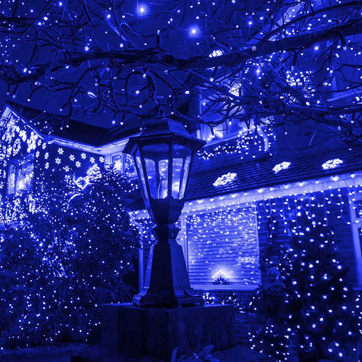 Battery Operated Christmas Lights, 16ft Green Wire 50 LED Fairy String Light with 8 Light Modes & Timer for Indoor Outdoor Xmas Tree Wedding Party Decoration (Blue)