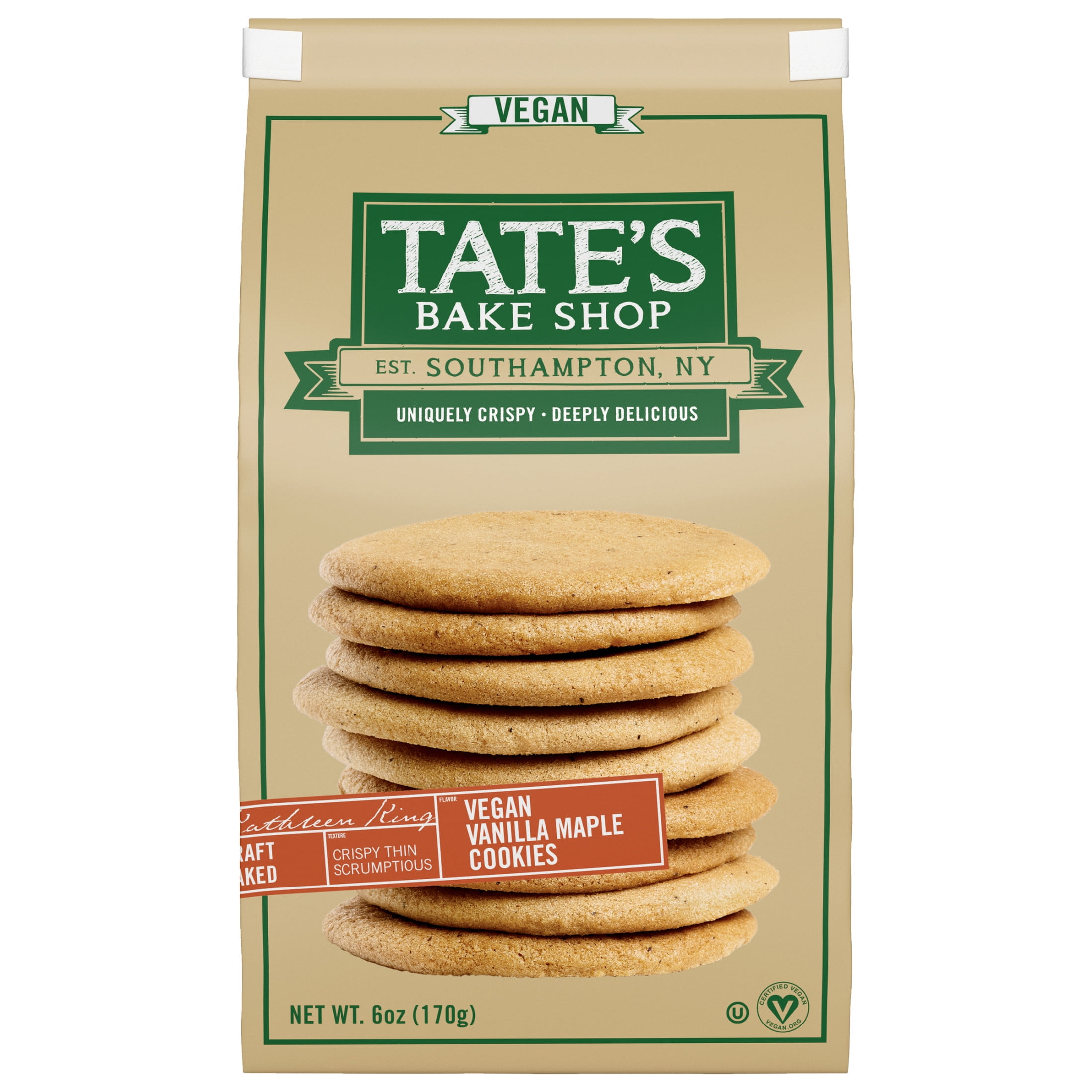 (3 pack) Tate's Bake Shop Vanilla Maple Vegan Cookies, 6 oz