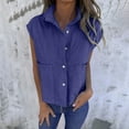 thumbnail image 2 of Wyobmus Women Button Down Tank Tops Sleeveless V Neck Loose Fit Open Front Solid Vest Going Out Y2K Clothes S-3X Blue, 2 of 6